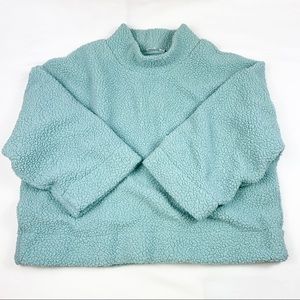 GAP Sherpa Teddy Mock Neck Lined Pullover Top, XL